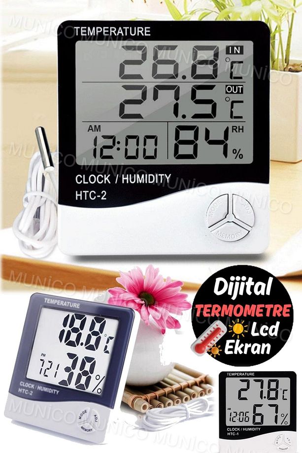 Ev ve Ofis İçin Dijital LCD Termometre - Higrometre Nem Ölçer ve Sıcaklık Gösterimi - 5