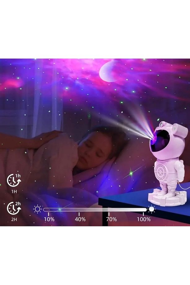 Astronot Bluetooth Hoparlör Projeksiyon Gökyüzü Nebula Zamanlayıcı Galaxy Masa ve Gece Lambası - 6