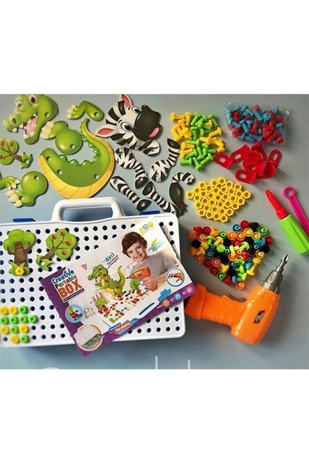 11b Matkaplı Vidalama Ve 3d Yaratıcı Mozaik Puzzle 198 Parça Creative Portable Box Yapı Lego Oyunu - 3