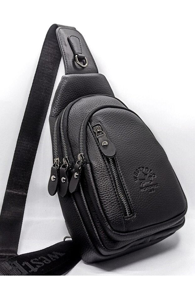 Black Men's Body Bag Crossbody and Chest Shoulder Strap Bag