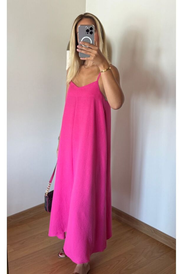 Fuşya askılı elbise - 2