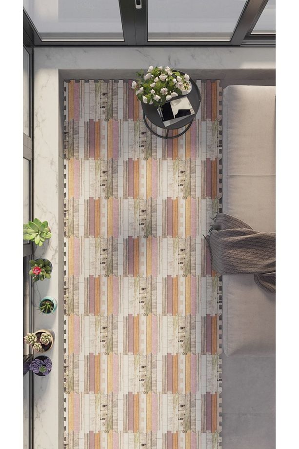 Döşeme Desenli Yıkanabilir Balkon Halısı Thb18b | Yapboz Halı | Puzzle Halı - 4