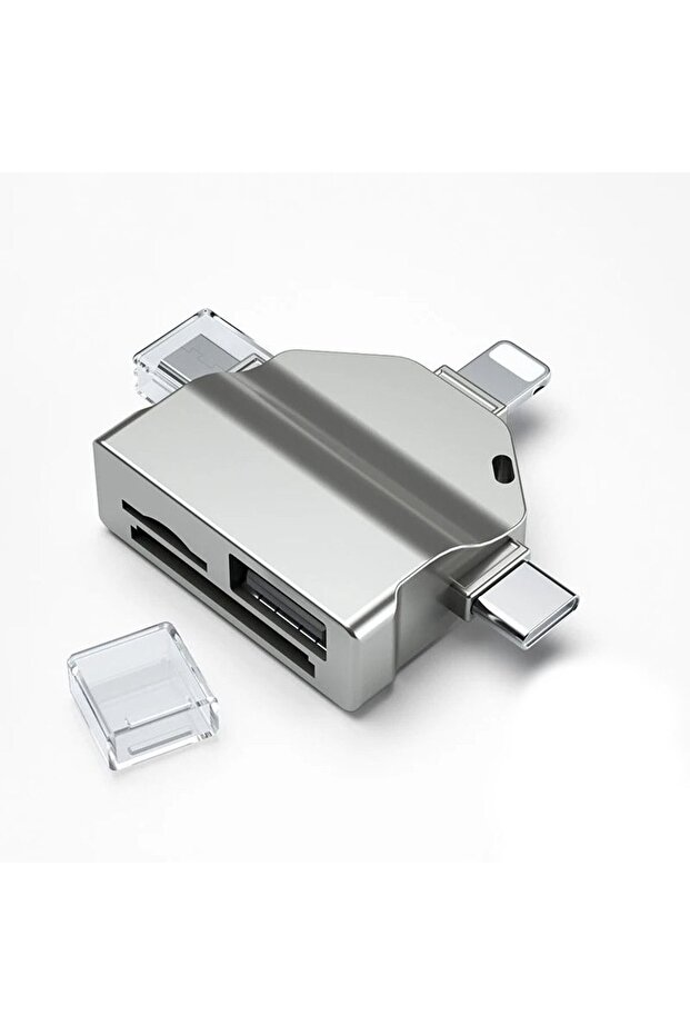 Lightning Type-C Micro USB to USB Flash Bellek ve SD / TF Kart Okuyucu Adaptör - FC459 - 1