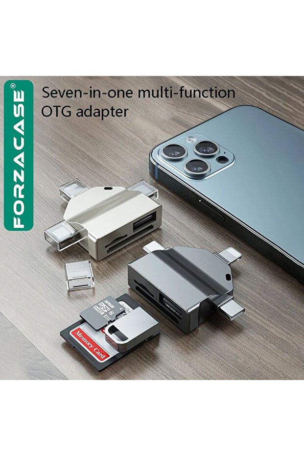 Lightning Type-C Micro USB to USB Flash Bellek ve SD / TF Kart Okuyucu Adaptör - FC459 - 5