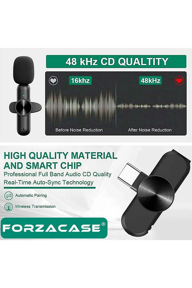 Type-C Profesyonel Wireless Kablosuz Yaka Mikrofonu Lavalier - FC100 - 7