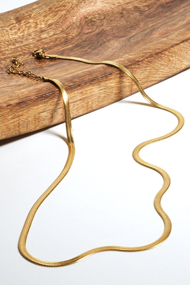 Italian Chain High Quality Anti-Tarnish Steel Gold Flat 45 CM Flat Necklace