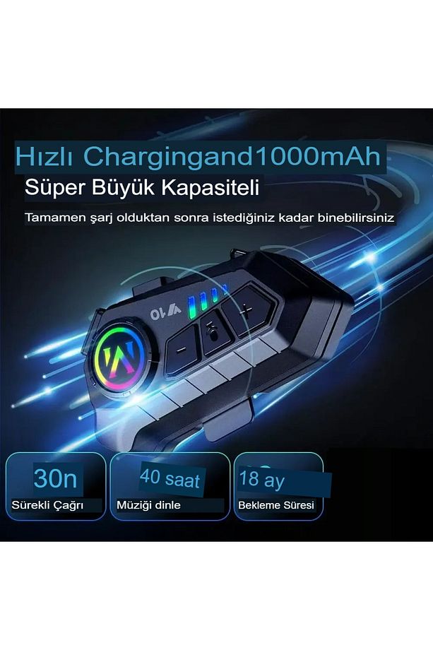 Tek Bağlantılı Su Geçirmez Motosiklet Kask Bluetooth 5.3 Intercoom 1.000mah - 3