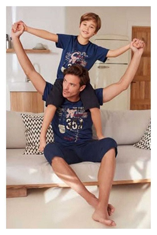 Erkek Indigo Kapri Pijama Takım - 1