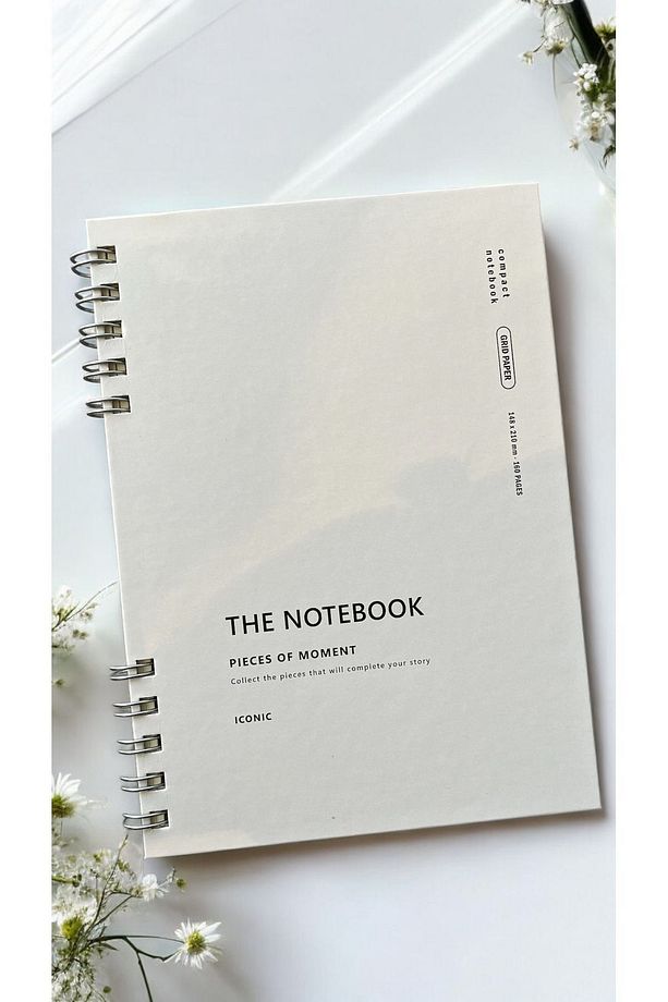 The Notebook Serisi Spiralli 80 Yaprak Kareli A5 Defter (LIGHT GREY KAPAK) - 1