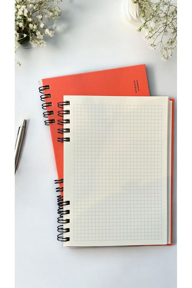 The Notebook Serisi Spiralli 80 Yaprak Kareli A5 Defter (ORANGE CORAL KAPAK - 7