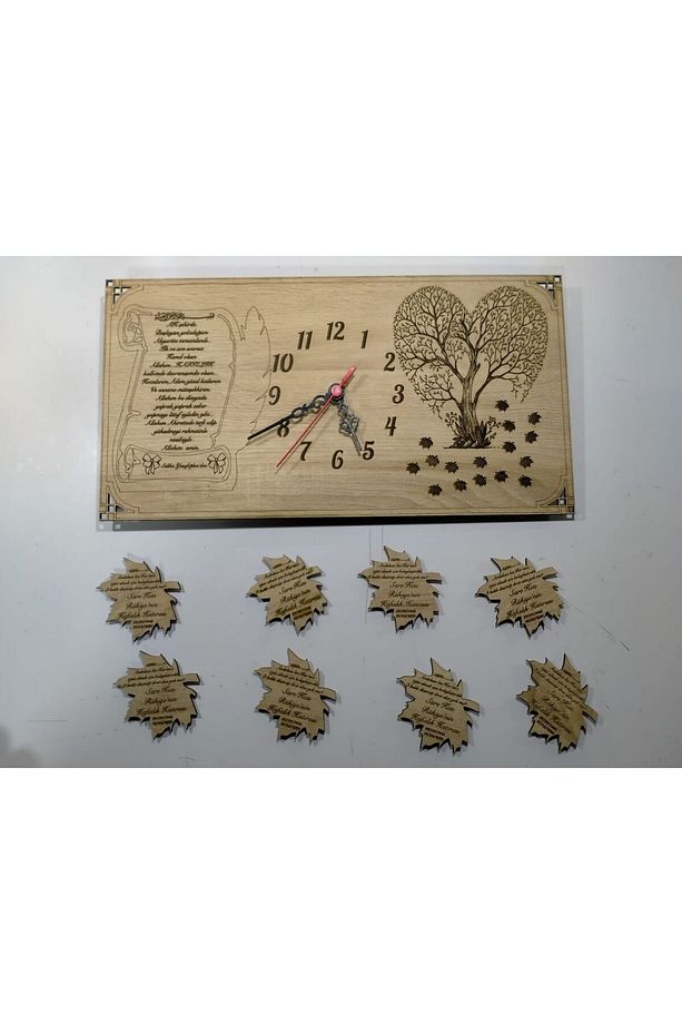 HAFIZLIK  TEMALI 3+3 mdf Kişiye Özel İsim yazılı Duvar Saati  ve 8 adet magnet - 1