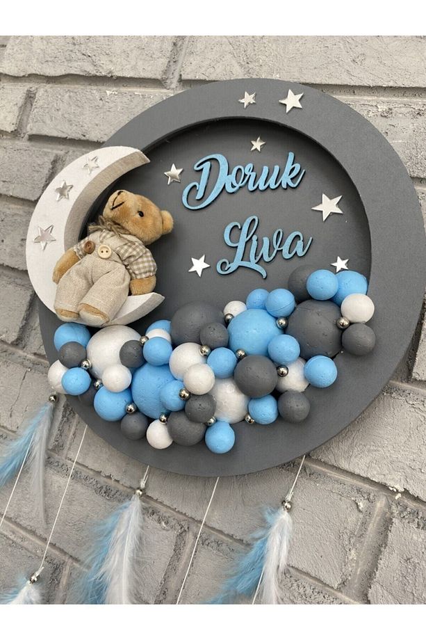 31 Cm Ledli Yuvarlak Bubble Bebek Kapı Süsü - 3