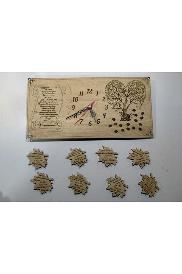 HAFIZLIK  TEMALI 3+3 mdf Kişiye Özel İsim yazılı Duvar Saati  ve 8 adet magnet - 2