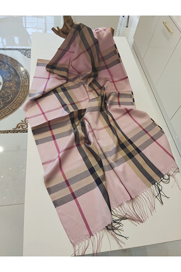 Patterned Candy Pink Shawl - 3