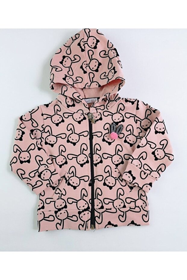 Rabbit Embossed Pink Baby Girl Cardigan