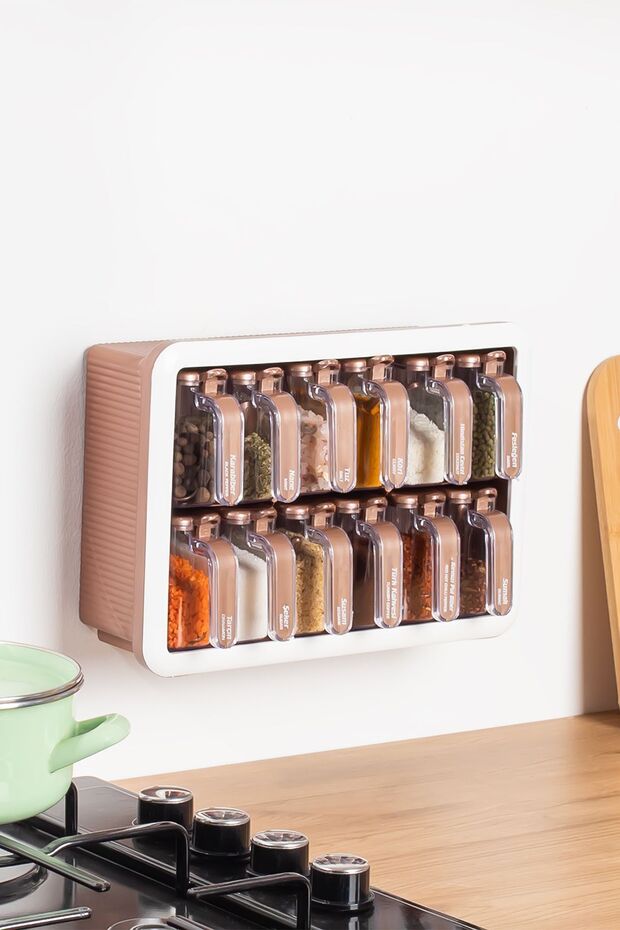 1120 12Pcs Stand Label Self Adhesive Spice Jar Storage Container Set with Spoon and Lid - 2