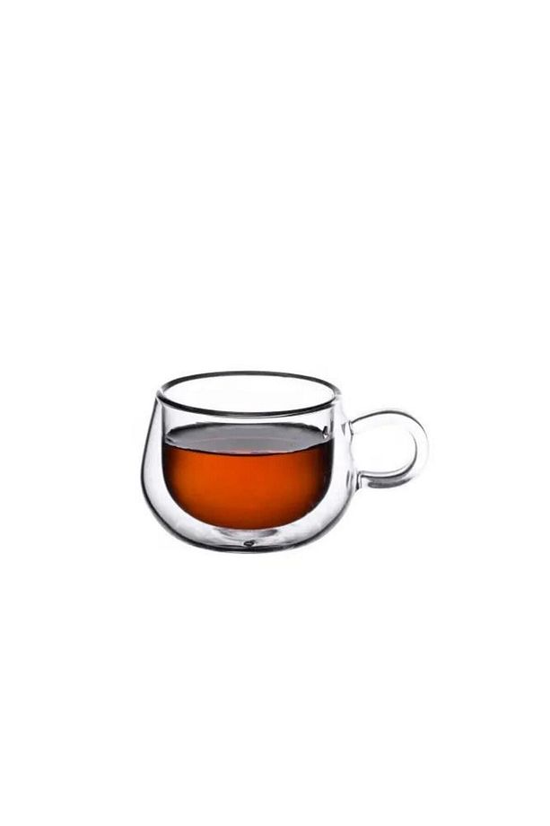 Yeni Tasarım Çift Cidarlı 200 ml Kulplu Cam Bardak, Çay Neskafe Fincanı, Çeyiz Listesi, 6 Adet 2673 - 5