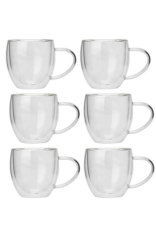 Yeni Tasarım Çift Cidarlı 250 ml Kulplu Cam Kupa, Çay Neskafe Fincanı, Çeyiz Listesi, 6 Adet 2037 - 3
