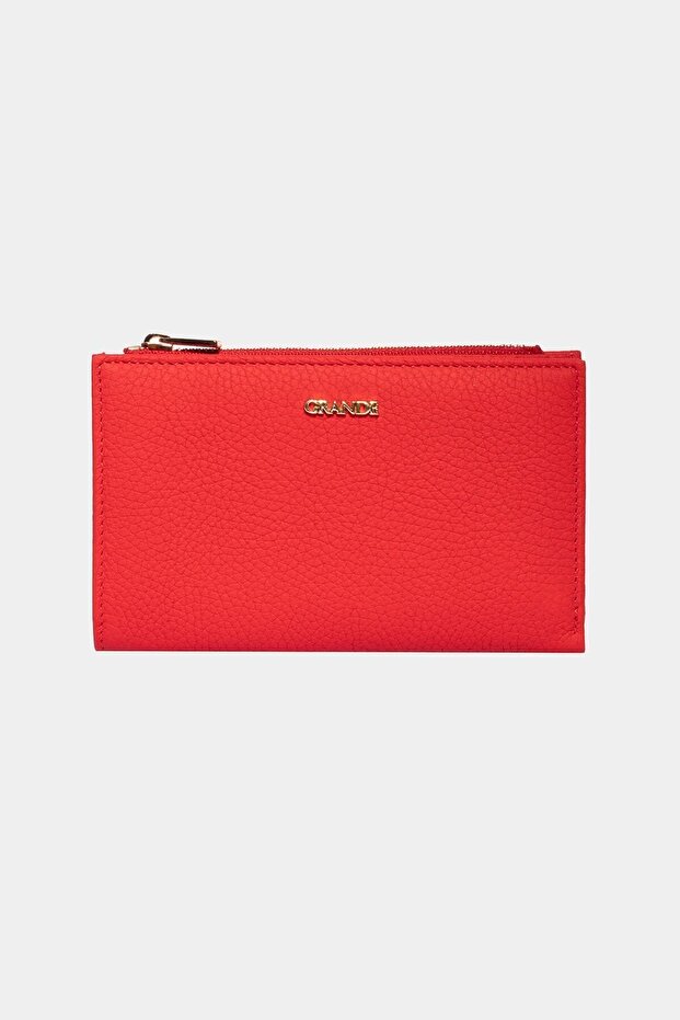2804 Genuine Real Leather Zippered Women's Wallet Flother Red