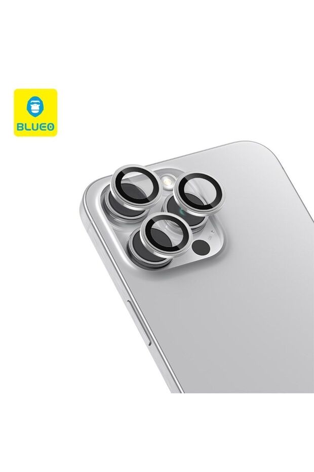 واقي عدسة الكاميرا باللون الفضي بإطار معدني أصلي متوافق مع iPhone 15 Pro - إطار - 2