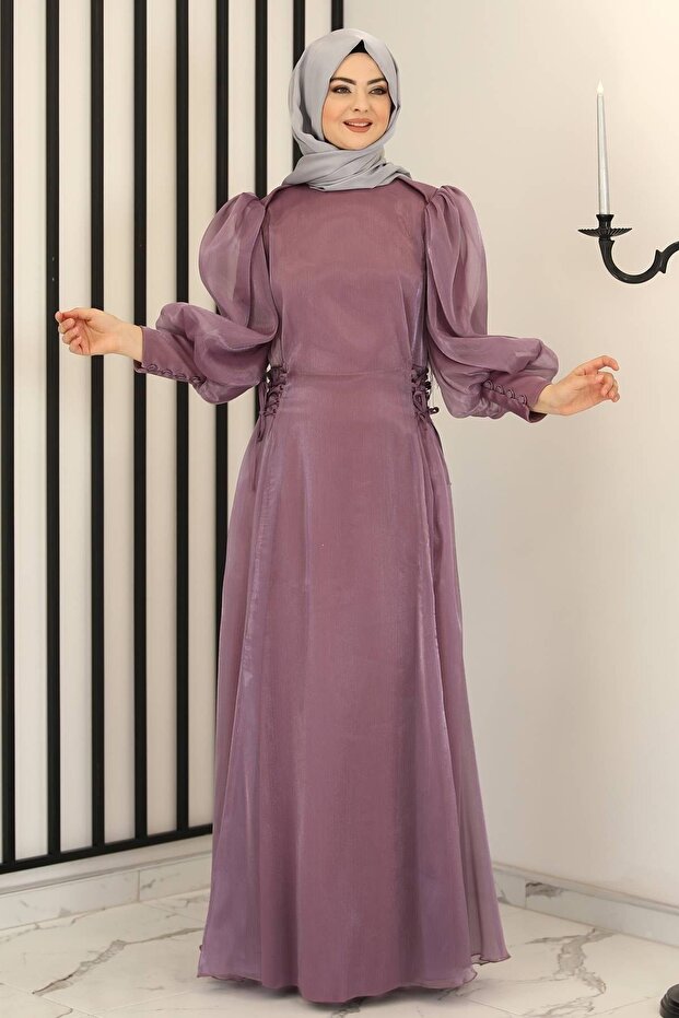Nil Side Laced Evening Dress Lilac - Design - Fsc3008
