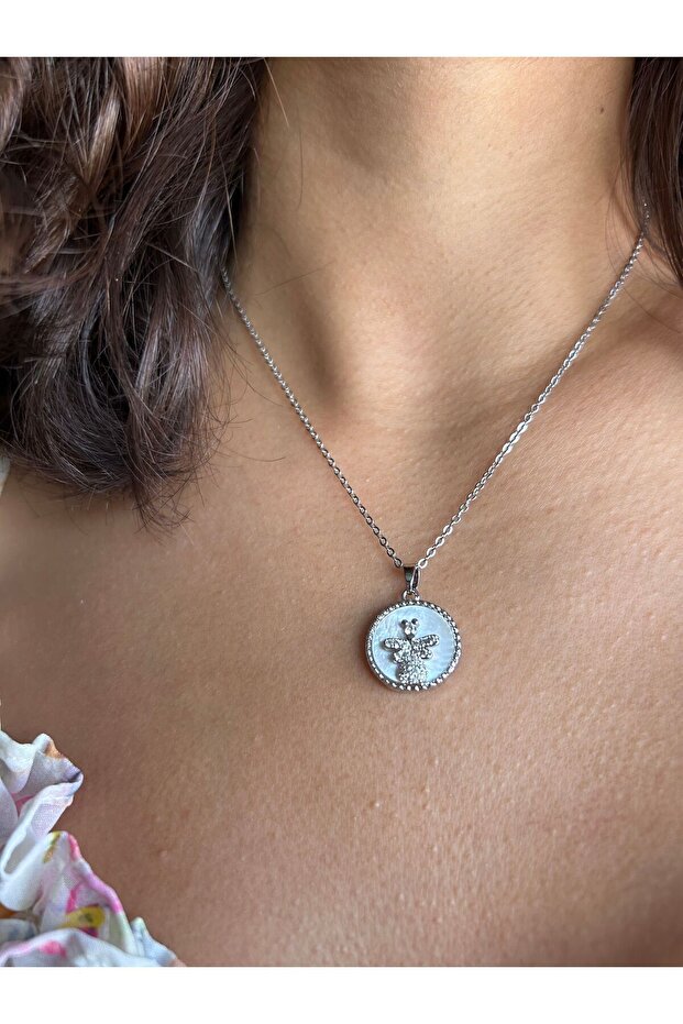 Arı Figürlü Çelik Kolye - 4