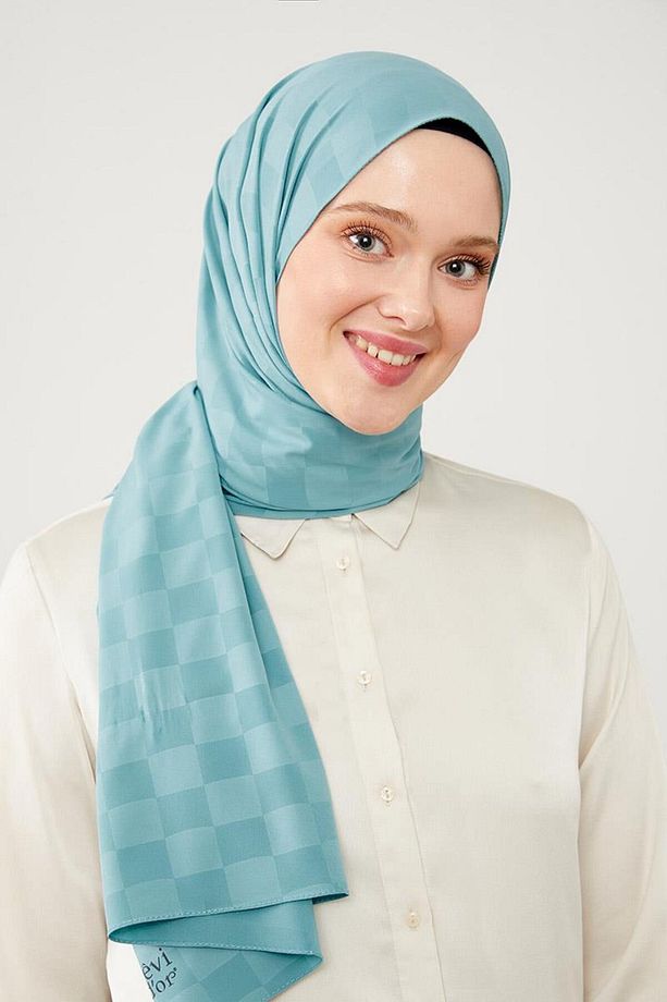 İndigo Dama Desen Jakarlı Elegance Şal - 2