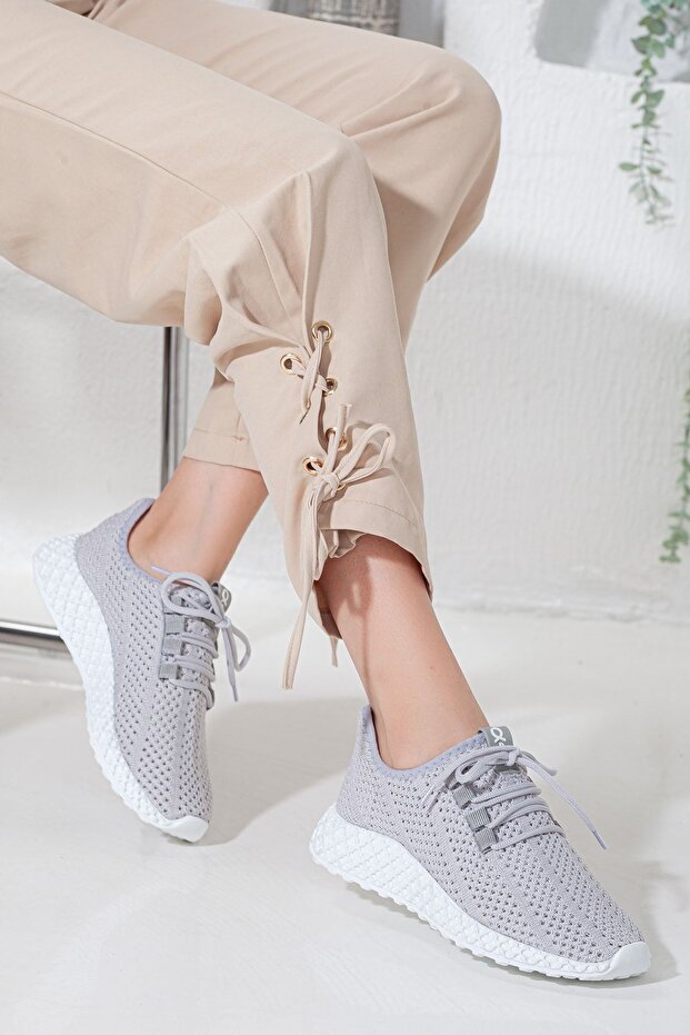 Unisex Gri Örme Triko Spor Ayakkabı Örmşms1174 - 6