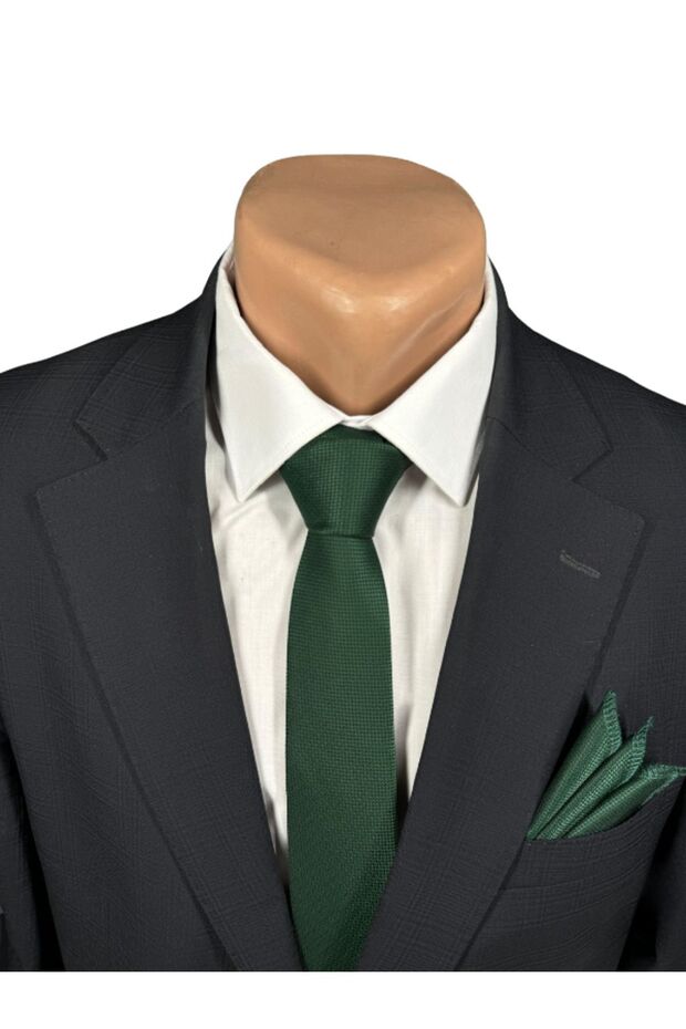 Emerald Green Eyelet Hand Sewn Woven Tie & Handkerchief