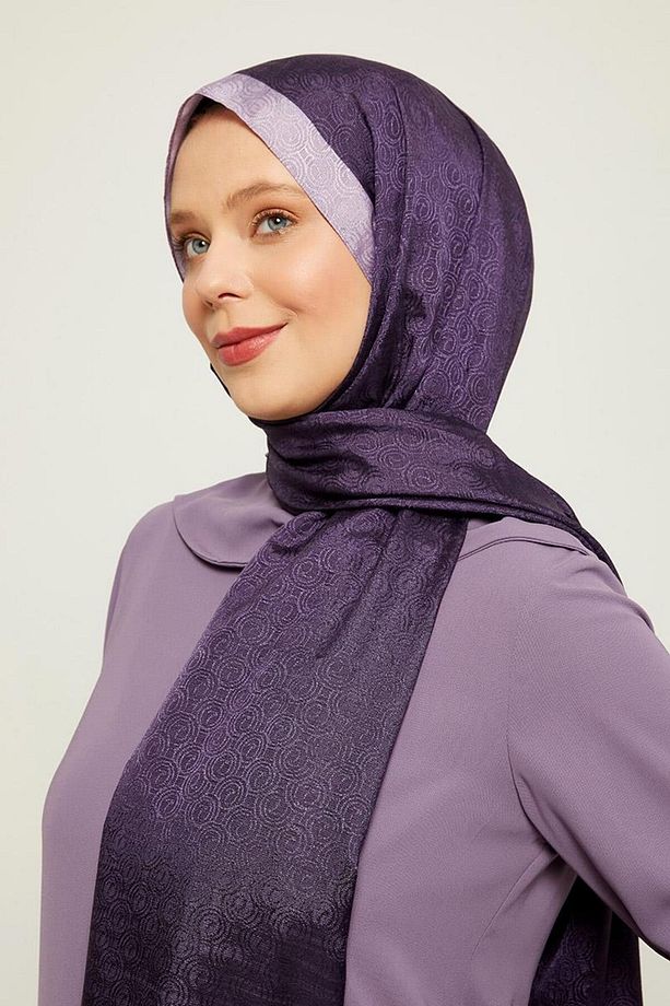 K.Menekşe Halka Desen Monogram Şal - 2