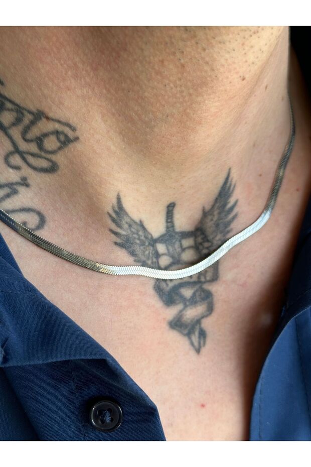 Italian Fox Tail Style Stainless Steel Necklace, Length 55cm