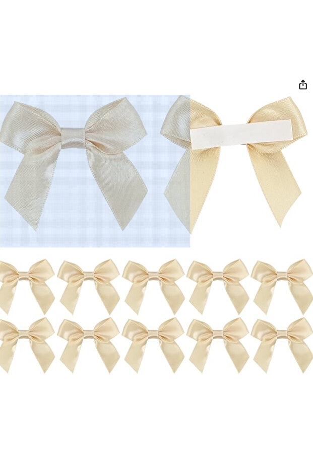 10Pcs Adhesive - Satin Bow - Cream