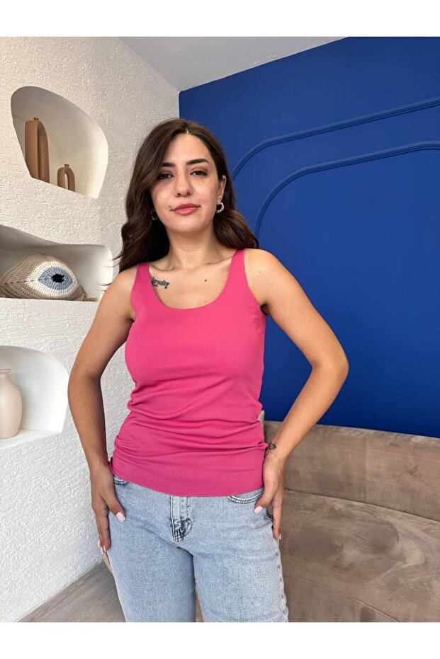 Pembe Ince Askılı Basic Atlet - 3