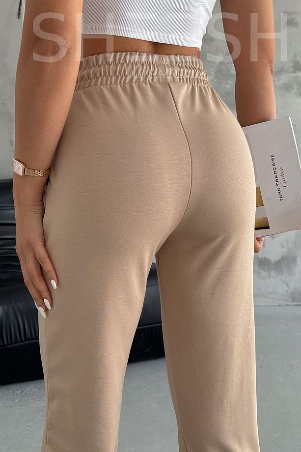 Yumuşak Dokulu Modal Camel Önden Dikişli Bel Ve Paça Lastikli Jogger Pantolon Eşofman Altı - 6