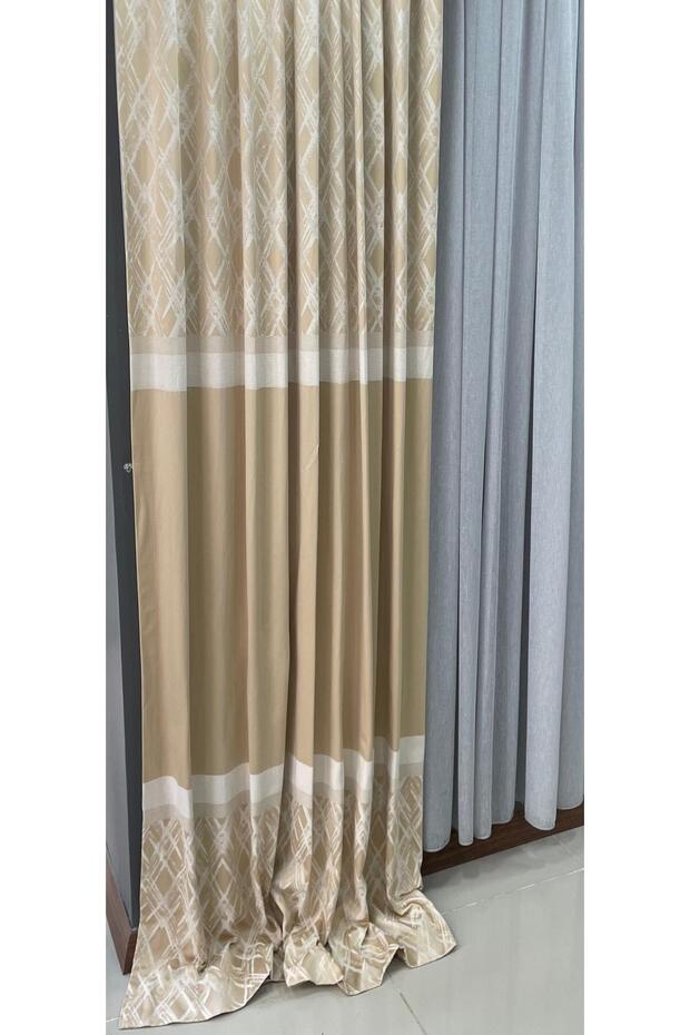 Hazır Dikilmiş Krem Desenli Pano Kumaş Fon 150 x 260 - 1