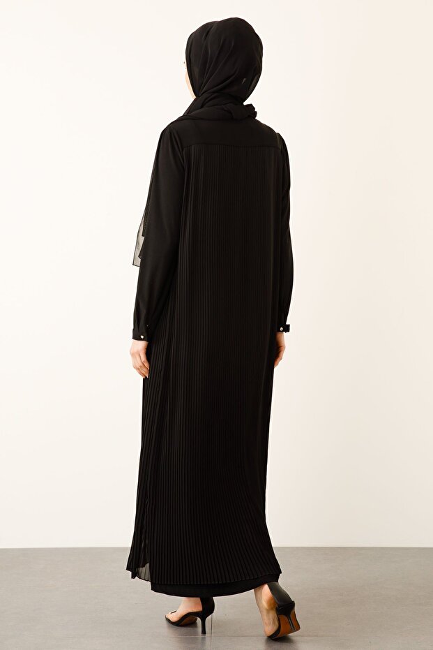 PİLİSELİ ELBİSE SİYAH - 4