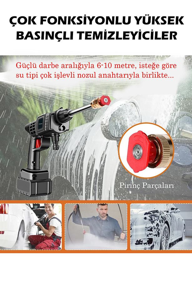 Şarjlı Ve Yüksek Basınçlı Oto Yıkama Makinesi Ve Sulama Tabancası Bahçe Yıkama Makinesi - 3