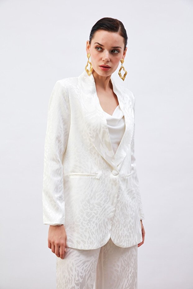 Satin Patterned Jacket - Smtfashion