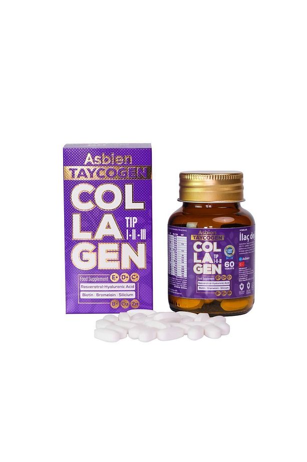 Taycogen 60 Tab. Tip 1 -2 -3 Biotin, Resveratrol,Hyaluronik Asit,Silisyum, B Complex - 6
