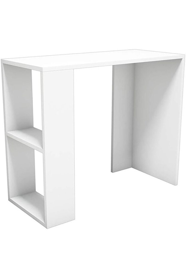 Compact Study and Work Desk with Storage Shelves - Sleek and Functional Design White - 4