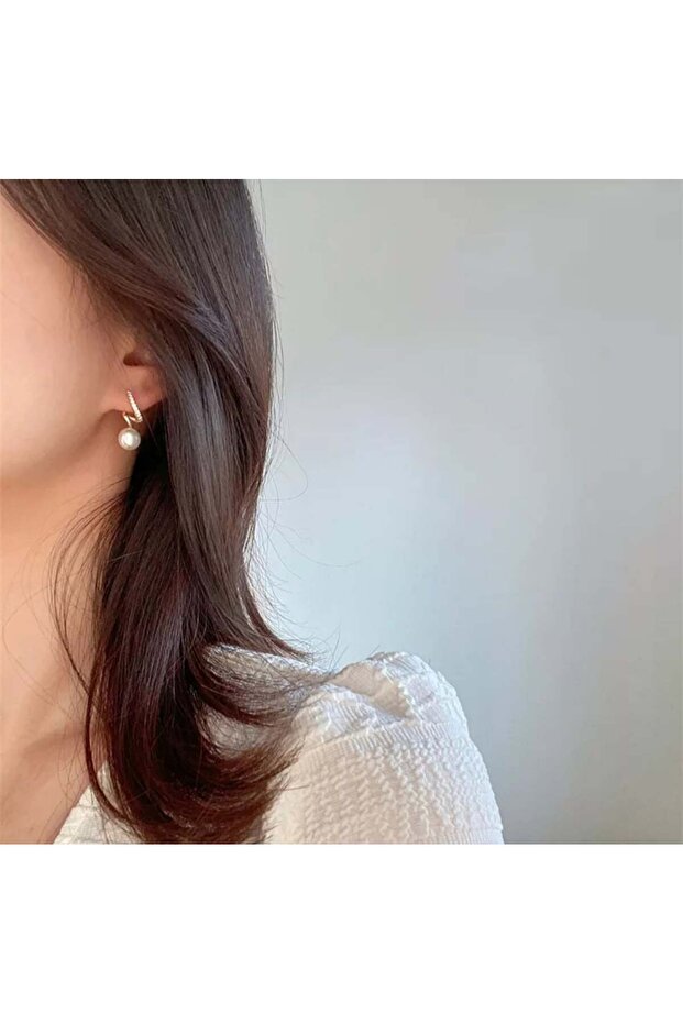 Pearl Twisted Design Antiallergic Steel Earrings