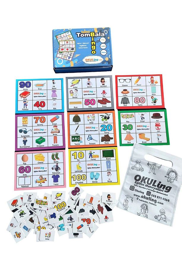 Bingo - İngilizce Tombala - Sayılar - Meslekler - Okul - Elbiseler - Yiyecekler - 2