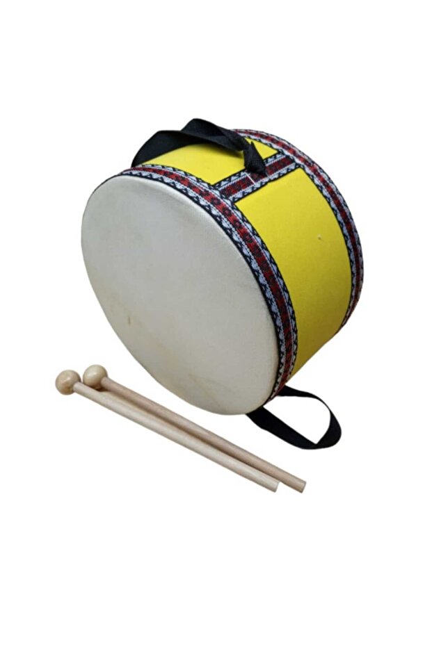 Orjinal Deri Askılı Çocuk Davulu Sarı (anaokullarının Tercihi Davul) Sarı Davul Kreş Davulu - 1
