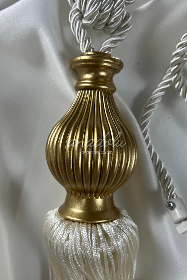 Fon Perde Bağlama Gold Kuka Krem Tavan Lüks Korniş Braçol Tek Adet - 4