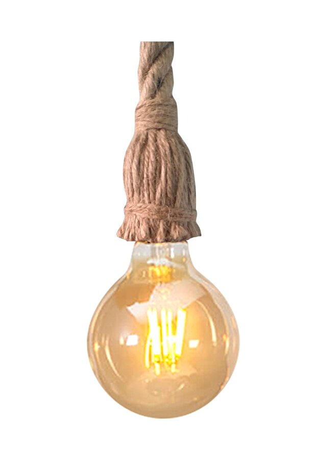 Ahşap Halatlı Dekoratif Rustik 4'lü Avize - 2