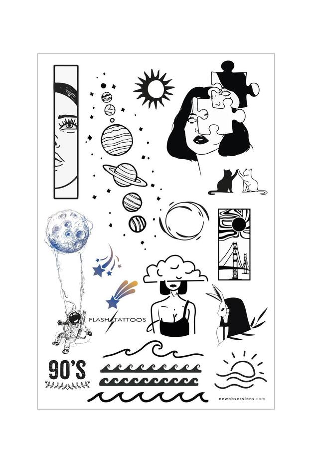 Saturn Ve Cool Desenler Gec?ici Dovme - 1