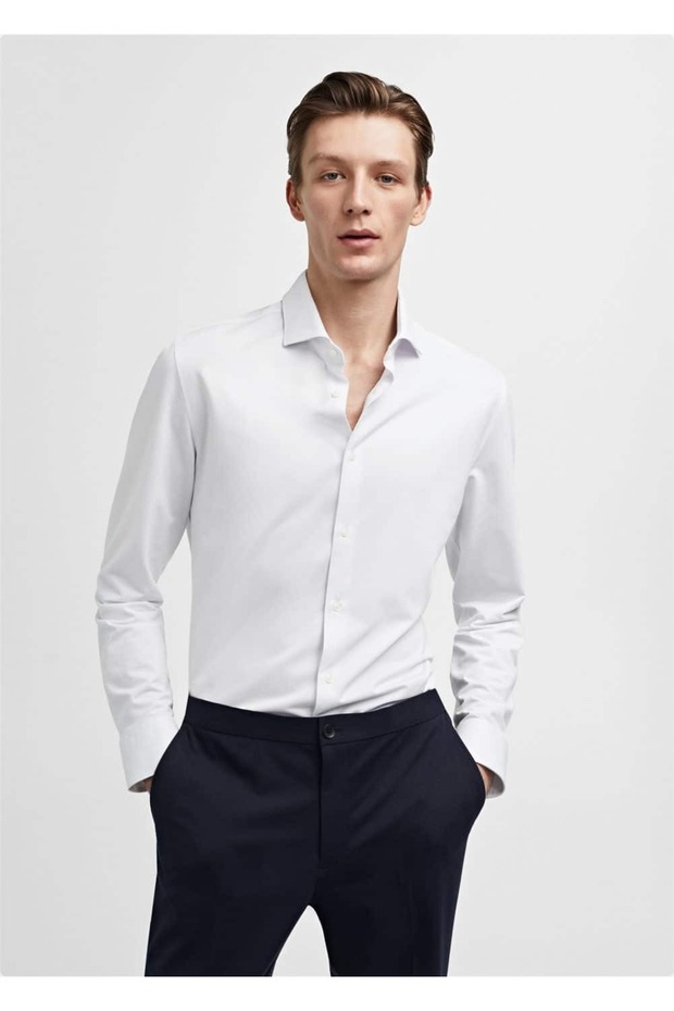 Slim fit pamuklu gömlek - 1