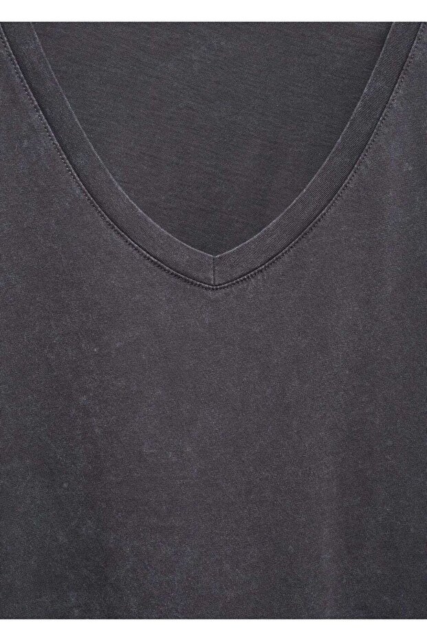 Yıkanmış pamuklu tişört - 6