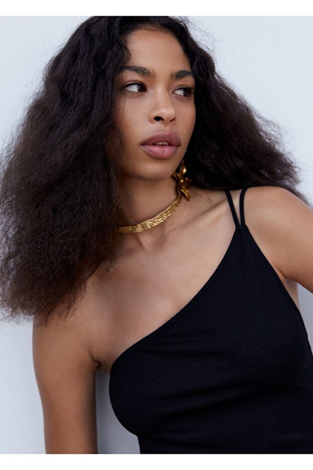 Asimetrik Kısa Elbise - 5