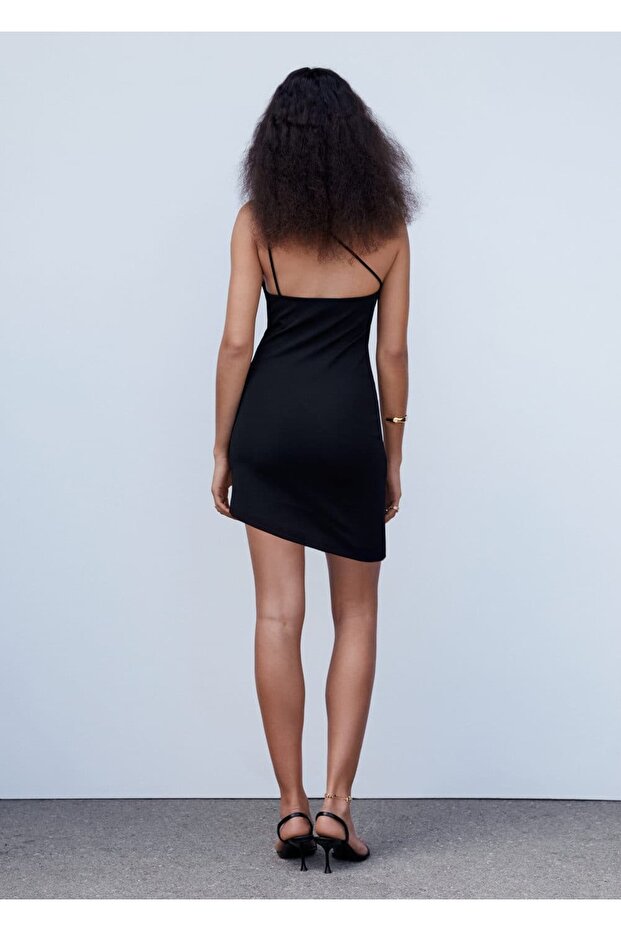 Asimetrik Kısa Elbise - 4
